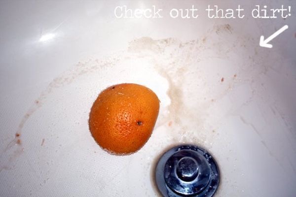 Lemons beside a drain