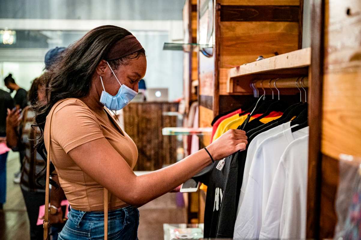 A woman shopping in casual wears