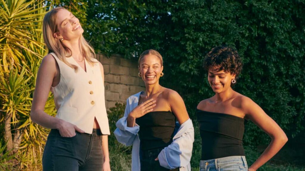 Three women basking in the summer sun