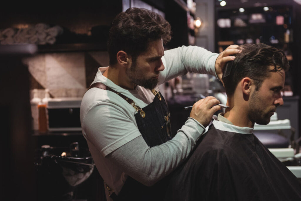 A man having a haircut