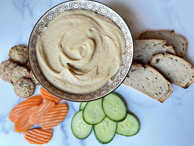 Creamy Garlic Homemade Hummus in a bowl