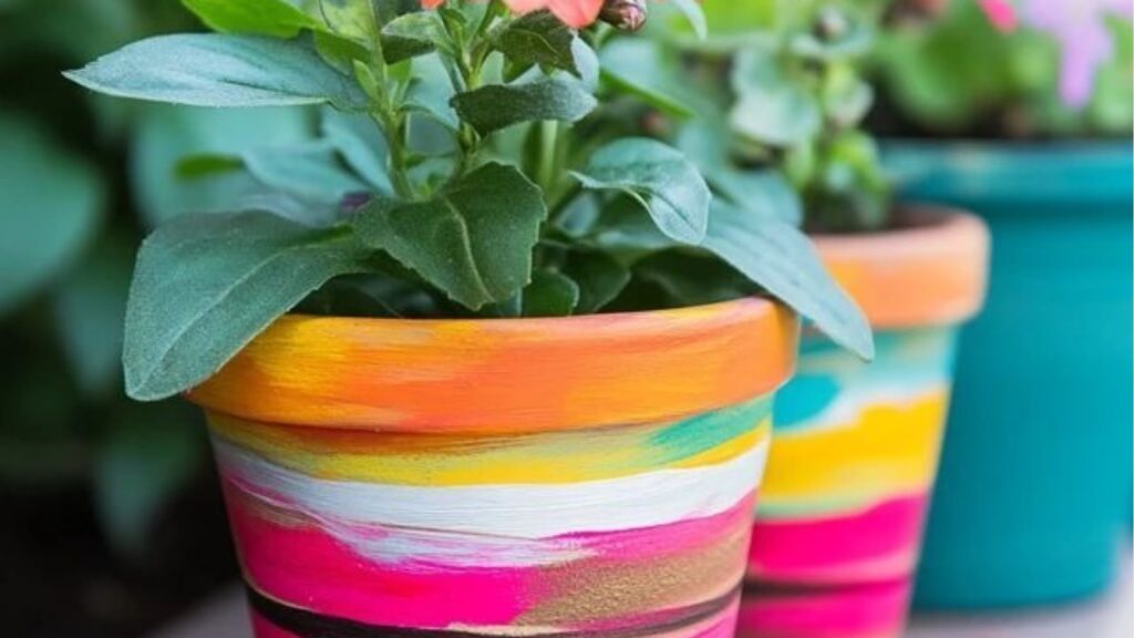 A multi colored Dollar Store Pot