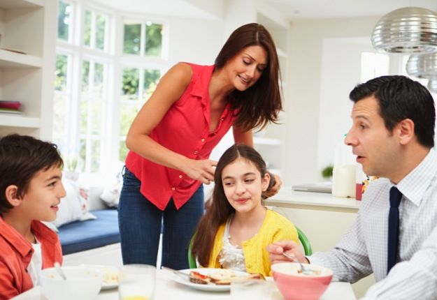 Family having breakfast