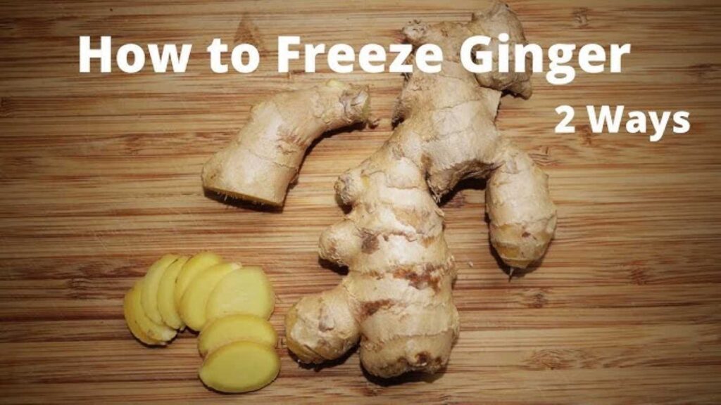 Sectional slices of a ginger rhizome being prepared for freezing