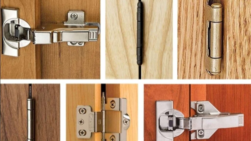 Different types of door and cabinet hinges