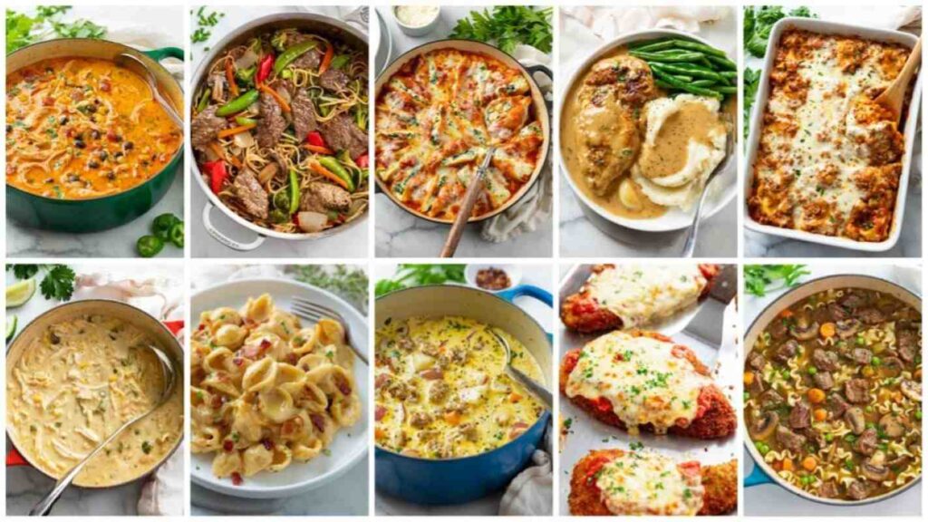 Collage of various homemade meals