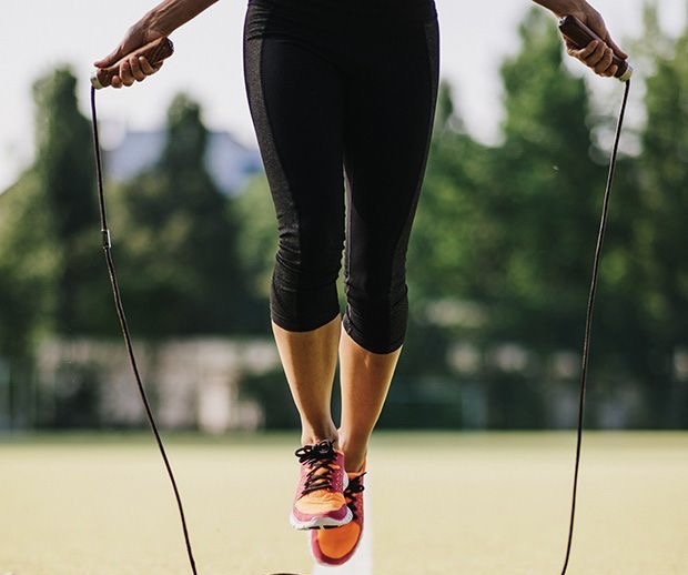 A person  skipping