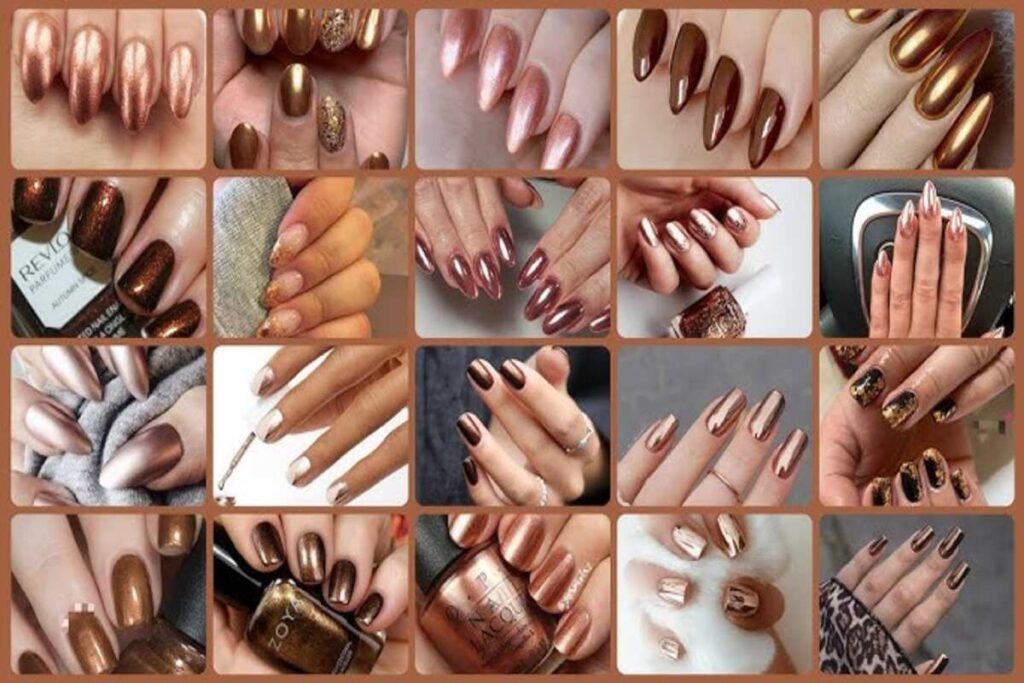 Interesting copper design nail art