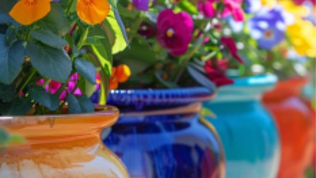 Dollar pots repurposed for colorful planters