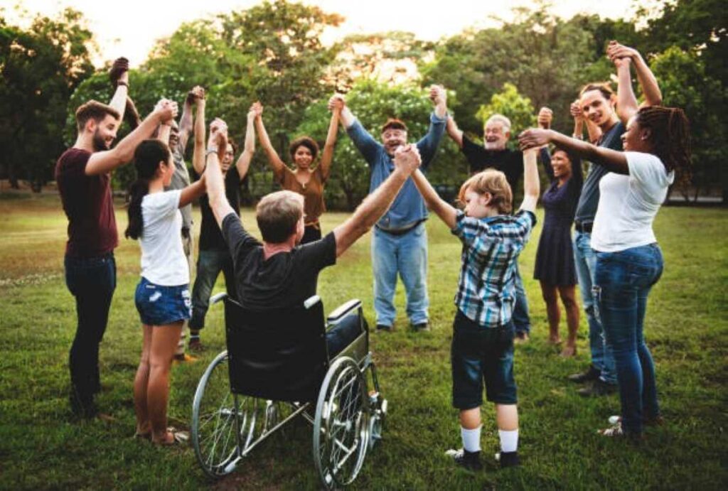 A group of people at a social gathering