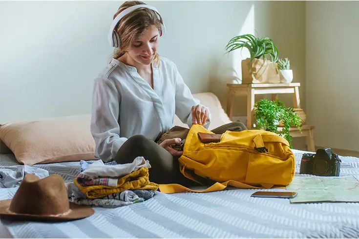 Woman packing bags