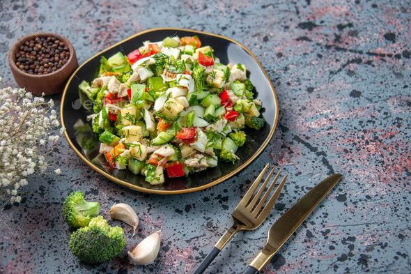 Veggies with a Healthy Dip in a Plate