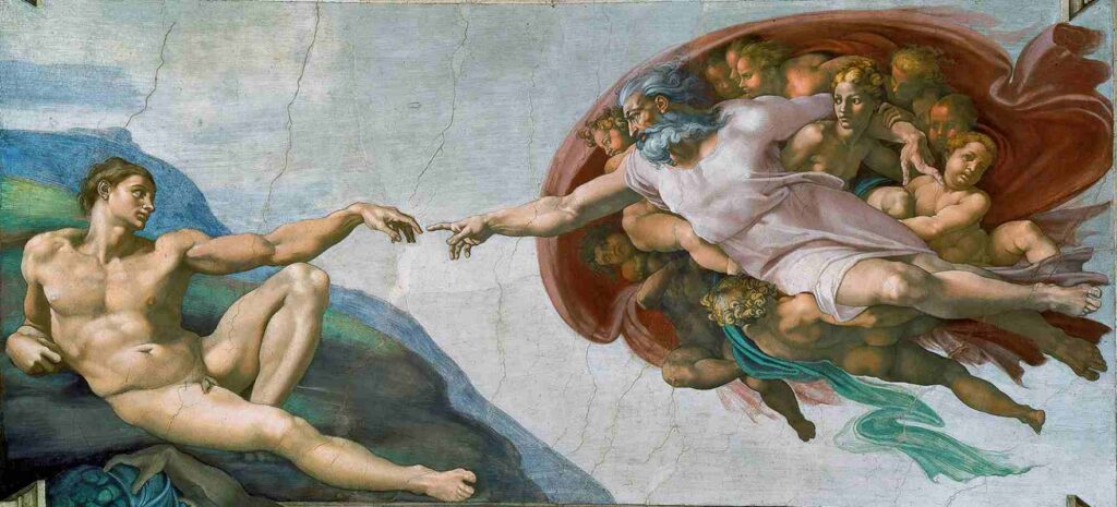 Michelangelo's The Creation of Adam (c. 1512), part of the Sistine Chapel ceiling