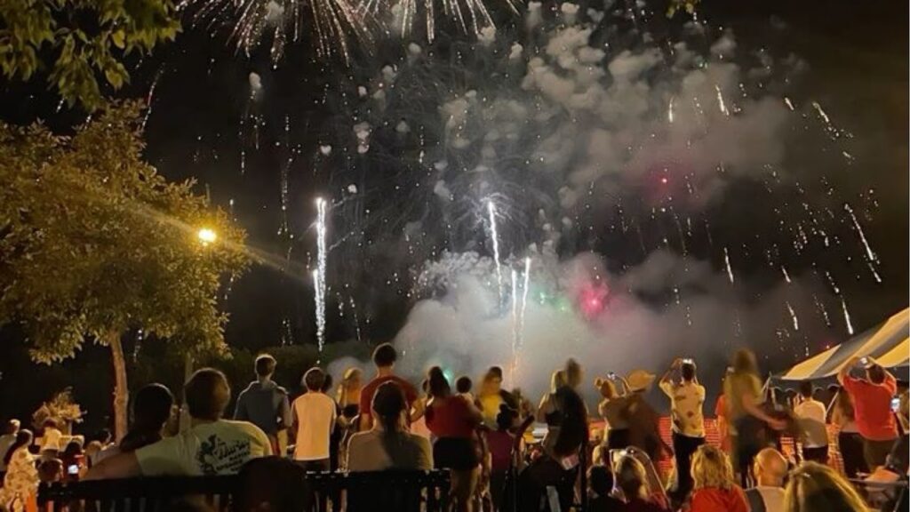 People gathered at a Fireworks Show