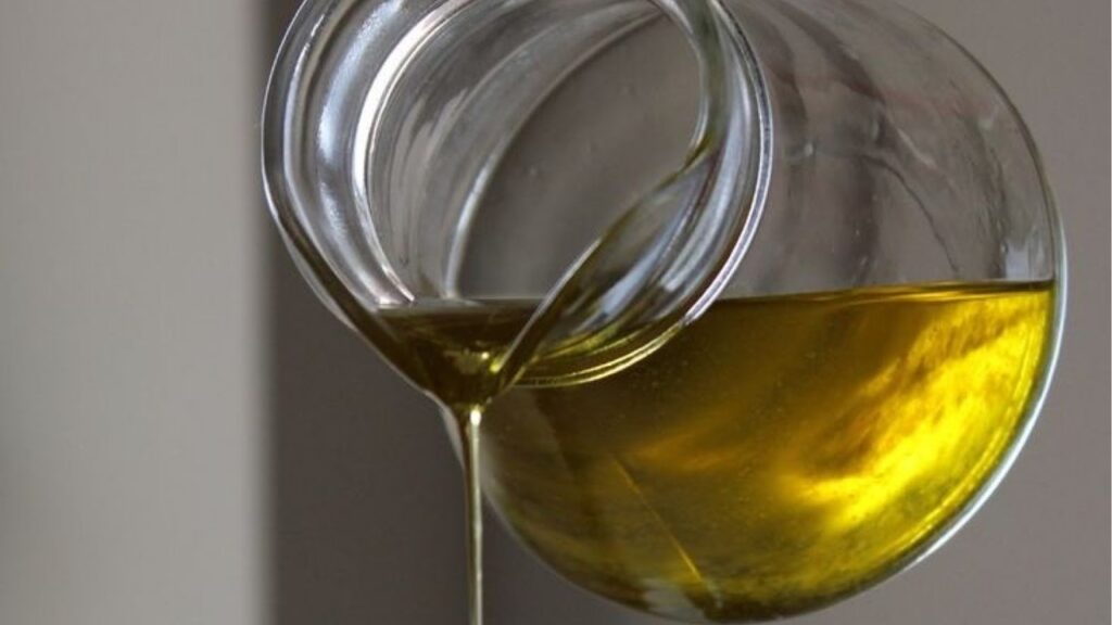 Olive oil in a transparent jar