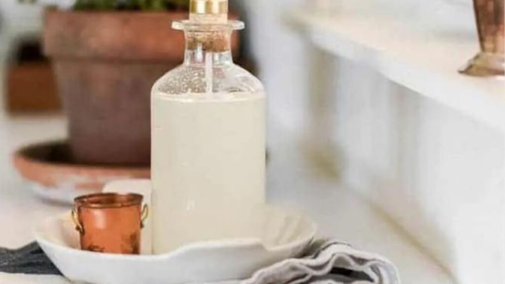 Soap in a transparent bottle