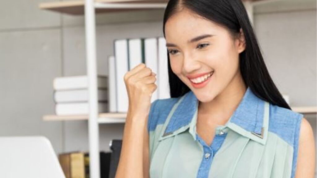 Woman celebrating her success