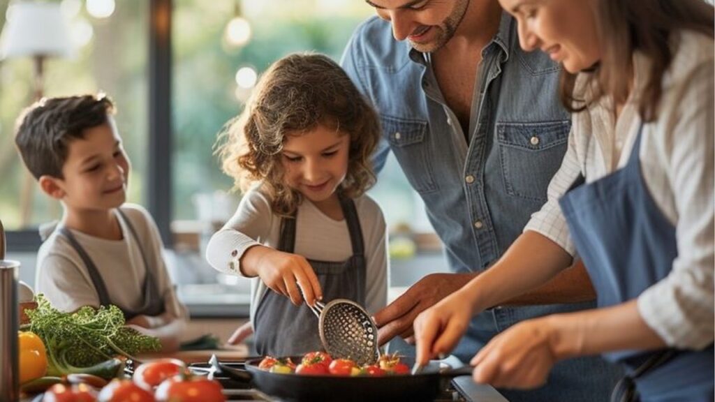 A family cooking 