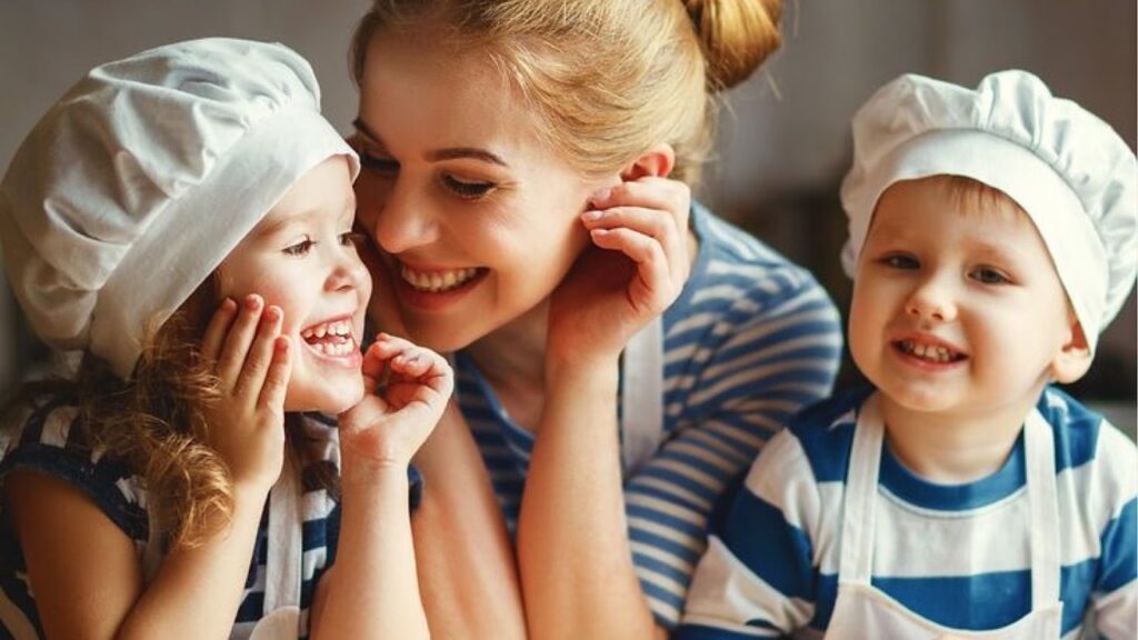 Mum having quality time with children