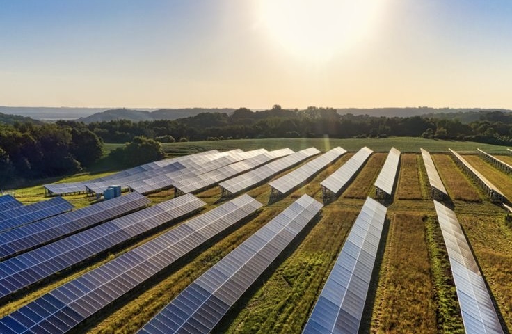 Solar panels under the sun