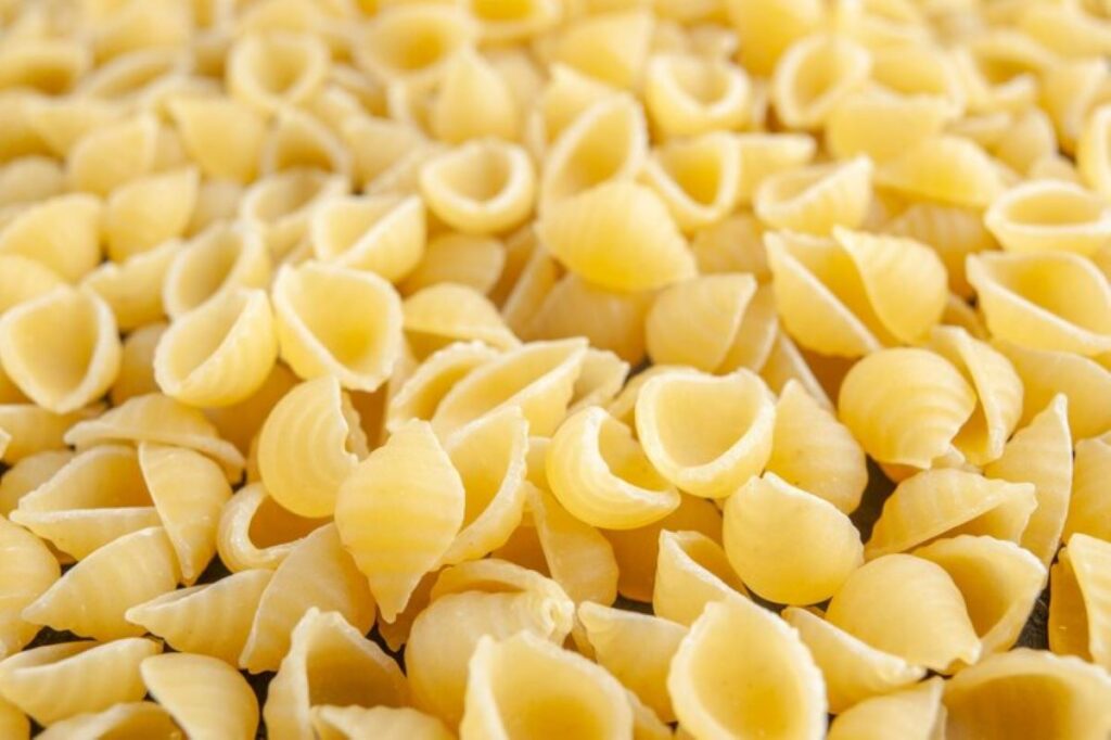 Front view raw Italian pasta on gray background