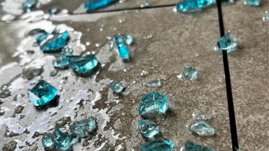 Broken glass on the floor