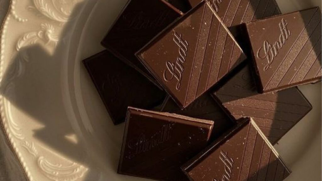 A plate of dark chocolate