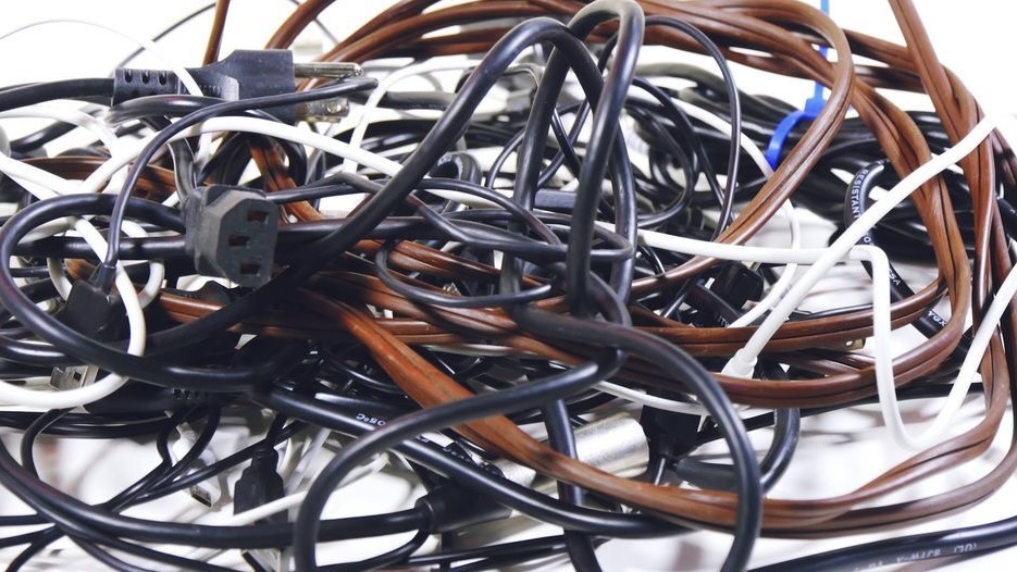 Old Electronics and Tangled Cables