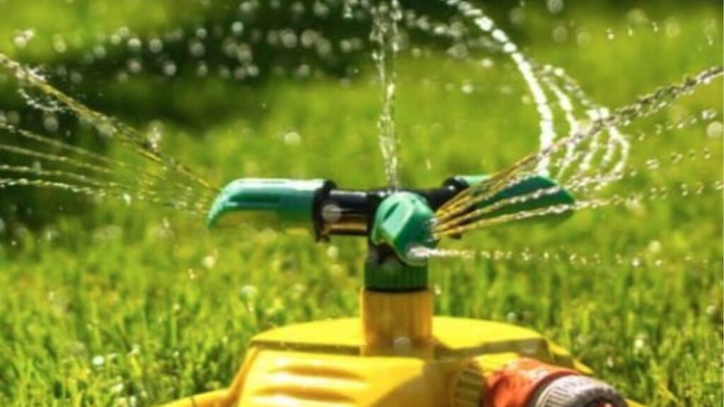 A Lawn Being Watered