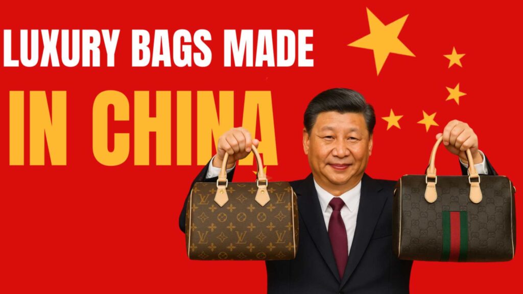 A photo of China's president holding luxury handbags