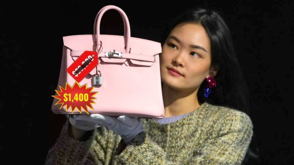 An Asian woman holding a luxurious birkin bag